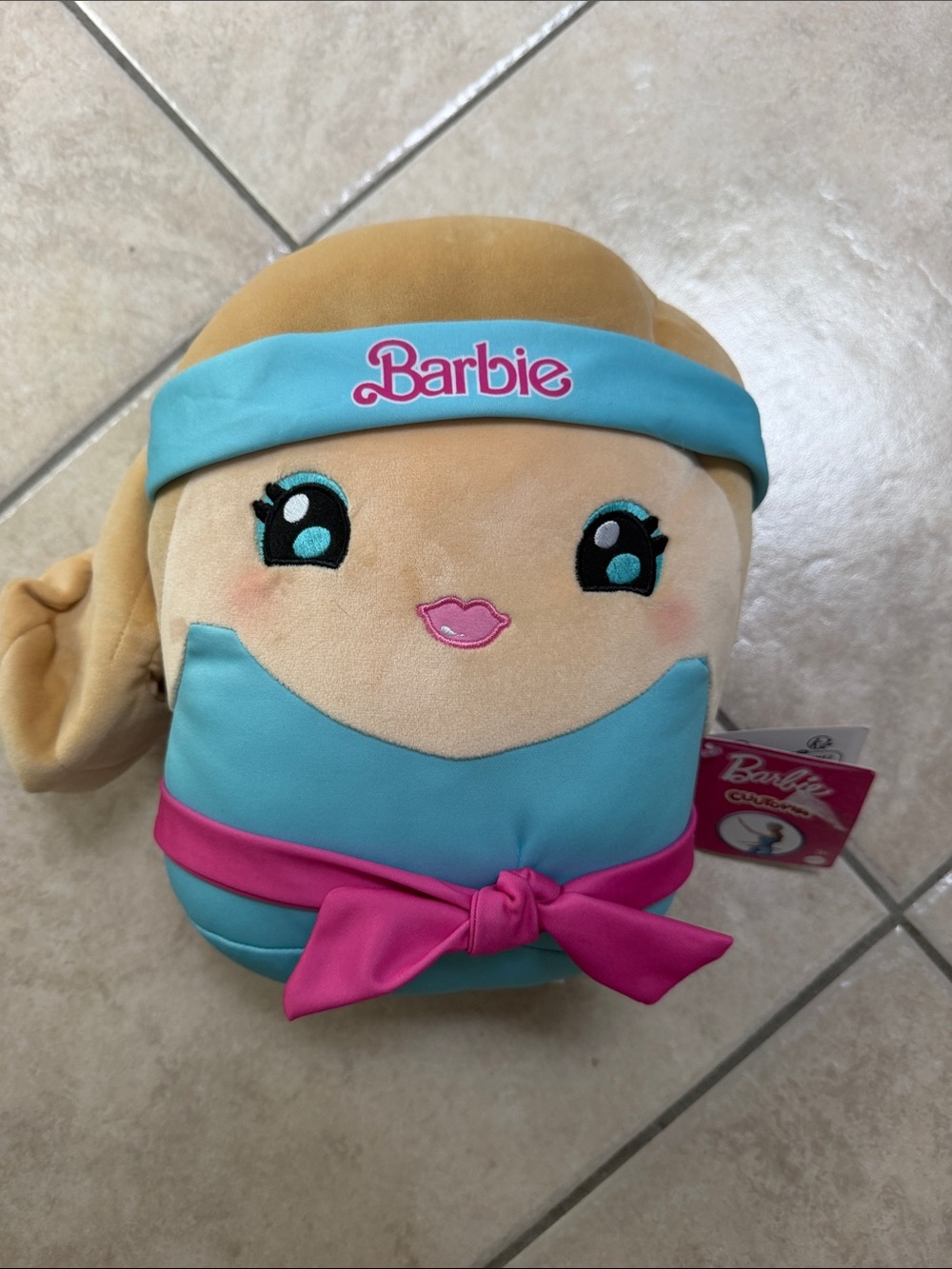 Barbie Cuutopia exercise squishmallow - Teal and Hot Pink